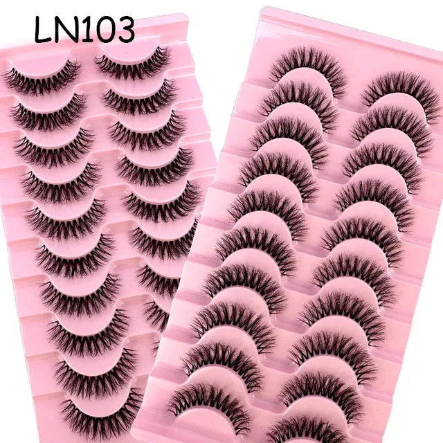 Invisible Band Lashes 10 Pairs 3D Faux Mink Lashes Natural Long Transparent Terrier Lashes Clear Band Soft Eyelashes Extension