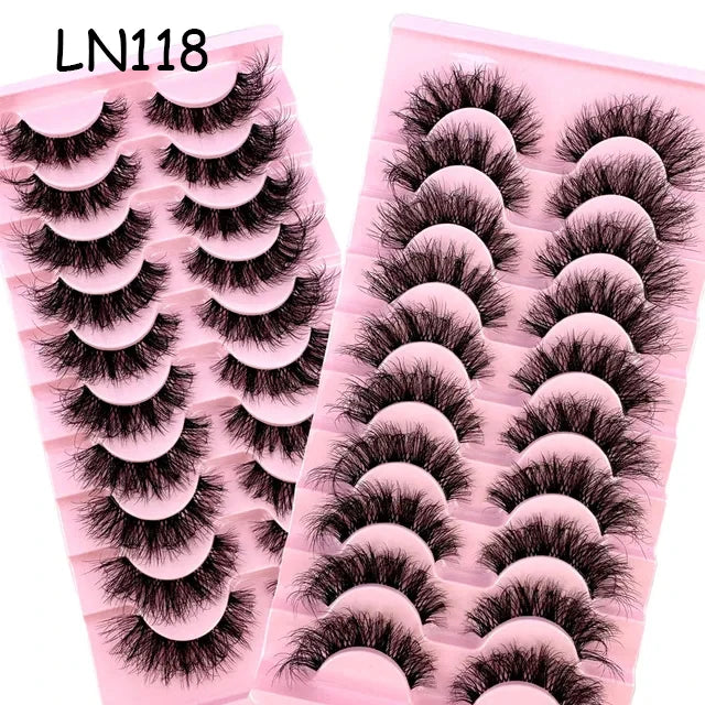 Invisible Band Lashes 10 Pairs 3D Faux Mink Lashes Natural Long Transparent Terrier Lashes Clear Band Soft Eyelashes Extension