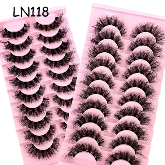 Invisible Band Lashes 10 Pairs 3D Faux Mink Lashes Natural Long Transparent Terrier Lashes Clear Band Soft Eyelashes Extension