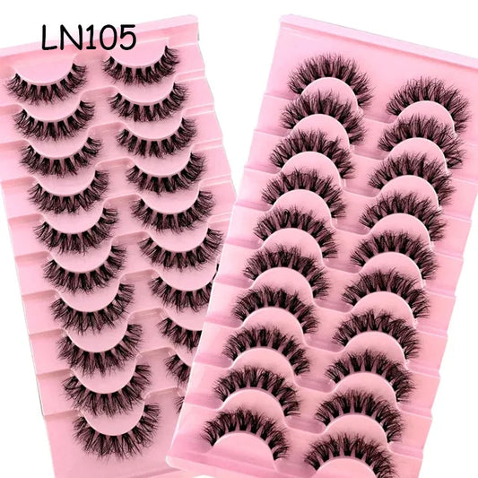 Invisible Band Lashes 10 Pairs 3D Faux Mink Lashes Natural Long Transparent Terrier Lashes Clear Band Soft Eyelashes Extension