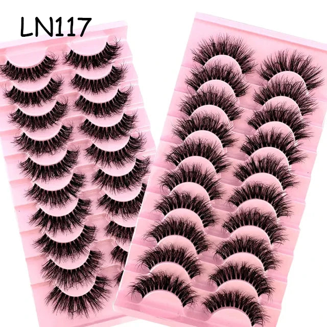 Invisible Band Lashes 10 Pairs 3D Faux Mink Lashes Natural Long Transparent Terrier Lashes Clear Band Soft Eyelashes Extension