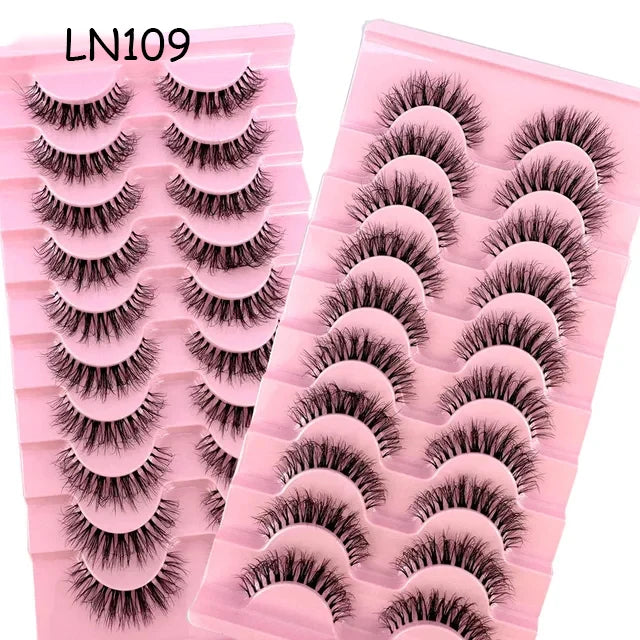 Invisible Band Lashes 10 Pairs 3D Faux Mink Lashes Natural Long Transparent Terrier Lashes Clear Band Soft Eyelashes Extension