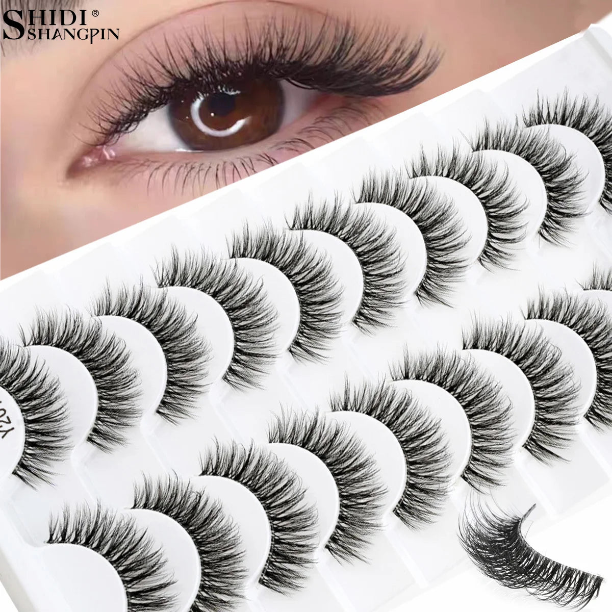 3/10 Pairs Fake Eyelashes Faux Cils 3D Mink Winged Wispy Soft False Lashes Eye End Extension Clear Band Natural Look Eye Makeup