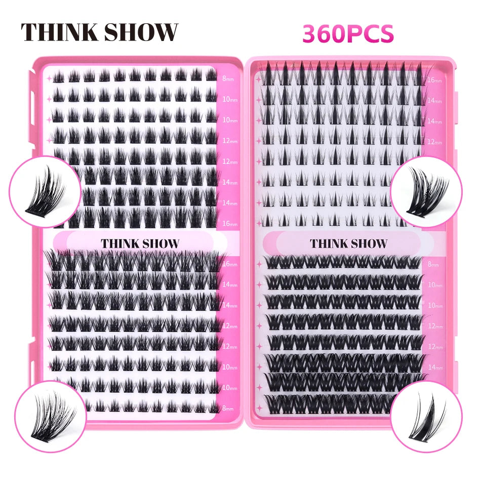THINKSHOW DIY Lash Extension Kit Individual Lashes Cluster Mix Eyelashes Full Set Lashes Kit with Lash Bond and Seal At Home