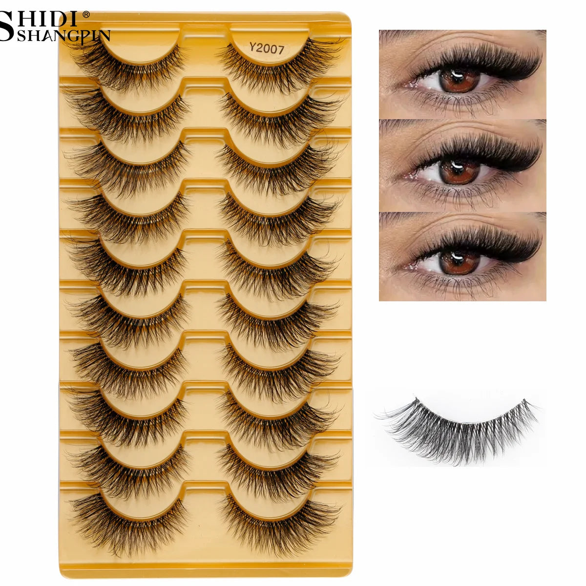 3/10 Pairs Fake Eyelashes Faux Cils 3D Mink Winged Wispy Soft False Lashes Eye End Extension Clear Band Natural Look Eye Makeup