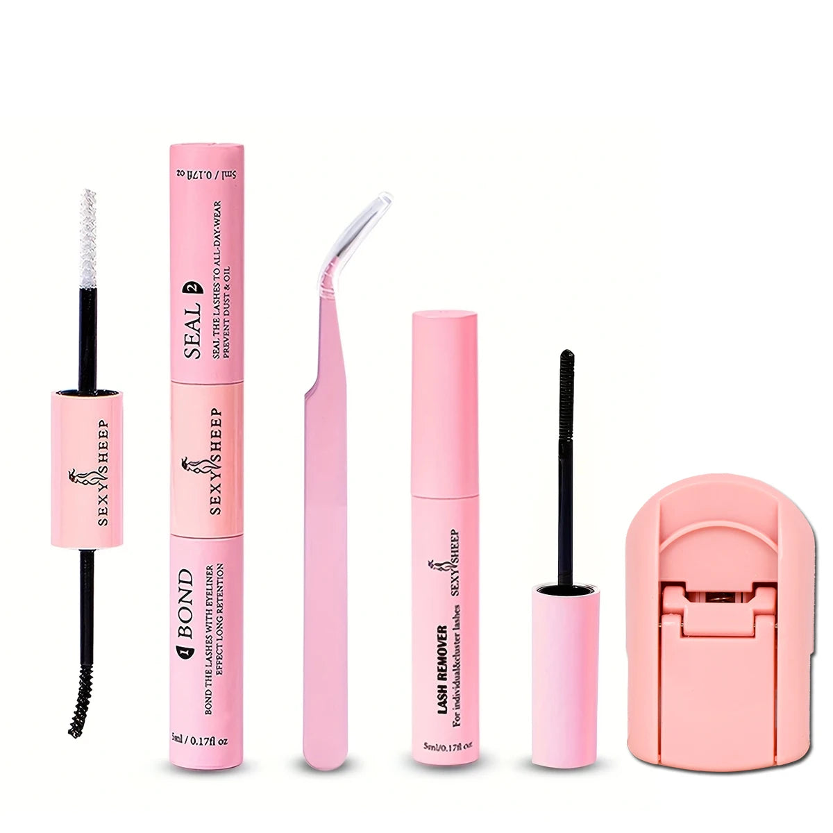 Lash Bond and Seal 10ml Individual Lashes Glue Super Strong Hold and Lash Glue Remover 5ml Eyelash Curler Tweezers Kit
