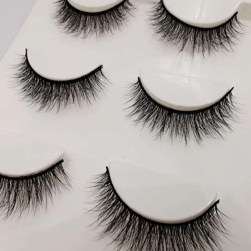 3/10 Pairs Fake Eyelashes Faux Cils 3D Mink Winged Wispy Soft False Lashes Eye End Extension Clear Band Natural Look Eye Makeup