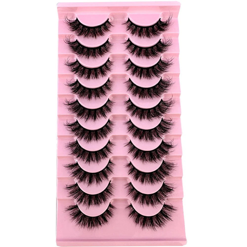 10Pairs 8D Mink Lashes Natural Mink False Eyelashes Dramatic Volume Fake Eyelash Extension Faux Cils Wholesale Makeup Tool