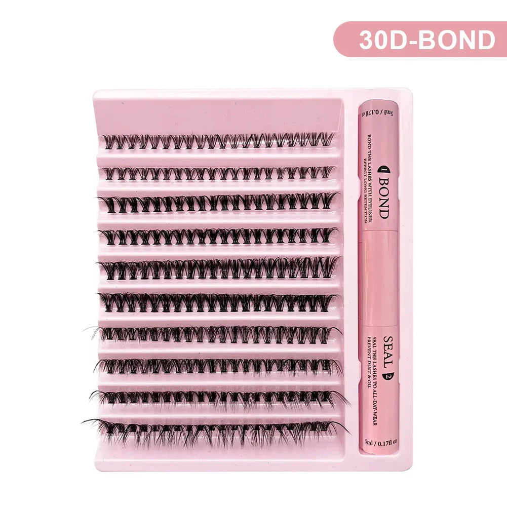 10 Rows Individual Lashes Kit Natural Long DIY Cluster Eyelashes with Lash Bond and Seal Extension Kit Makeup Tools Faux Cils