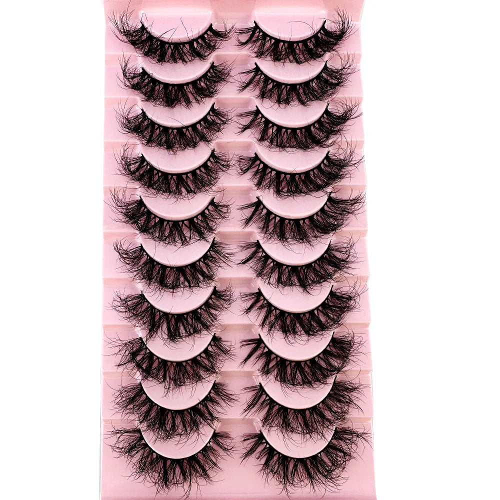 10Pairs 8D Mink Lashes Natural Mink False Eyelashes Dramatic Volume Fake Eyelash Extension Faux Cils Wholesale Makeup Tool