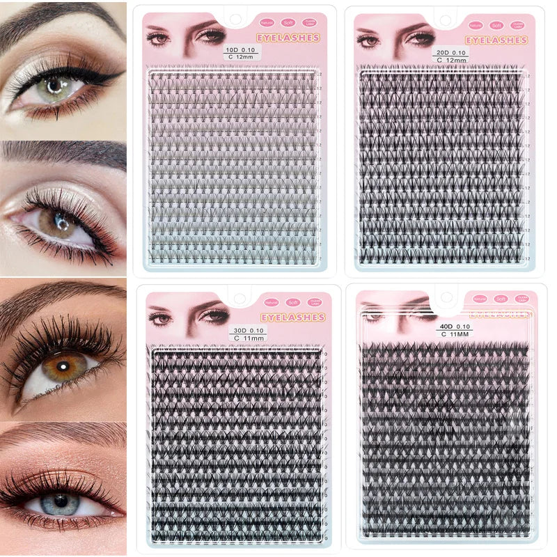60/200/280 Bundles Eyelash Extension Natural Russian Volume Faux Cils Eyelashes Individual 10-100D Cluster False Lashes Makeups