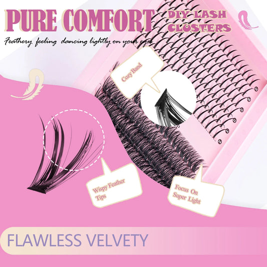 Eyelash Clusters Wispy Eyelash Extensions Natural Volume Lash Extensions DIY Individual Lashes Clusters with Soft Thin Band