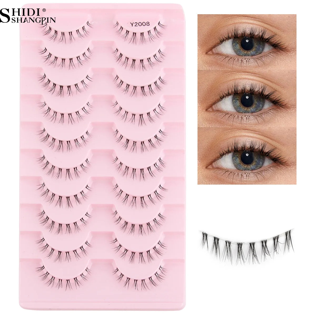 3/10 Pairs Fake Eyelashes Faux Cils 3D Mink Winged Wispy Soft False Lashes Eye End Extension Clear Band Natural Look Eye Makeup