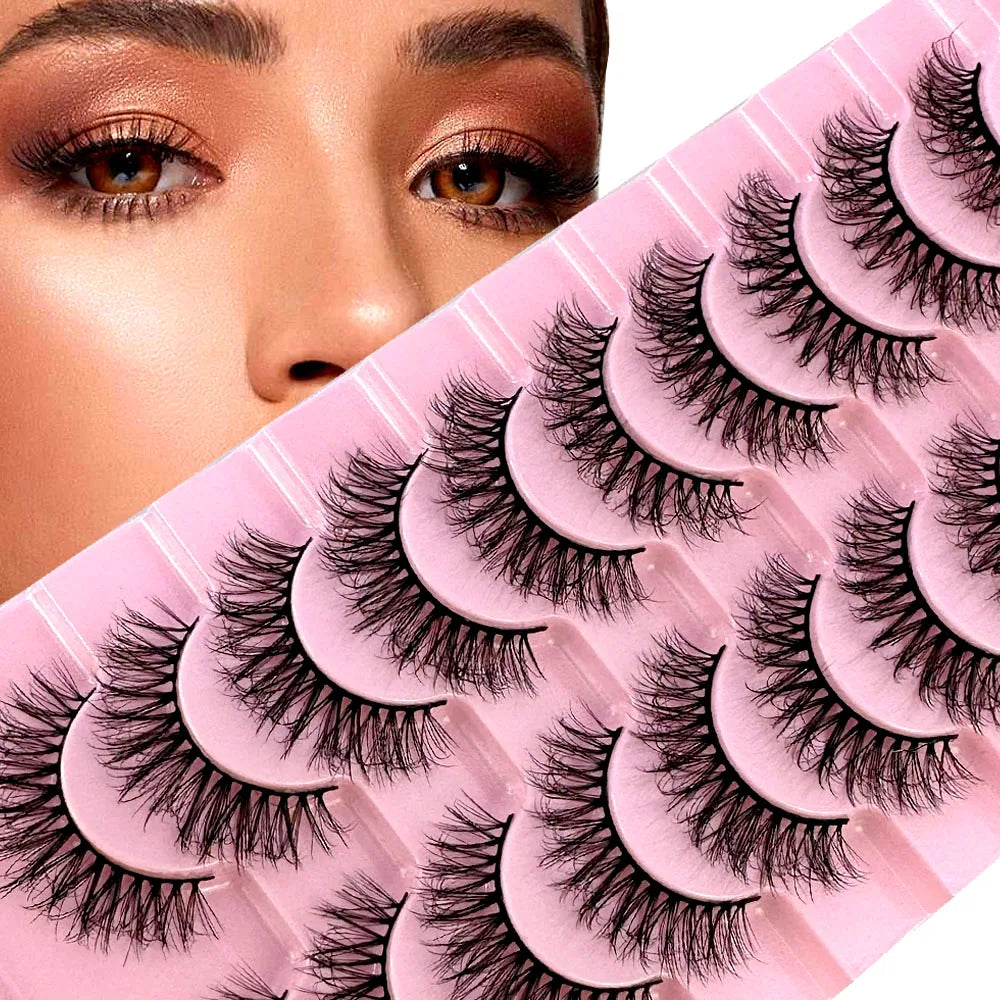10Pairs 8D Mink Lashes Natural Mink False Eyelashes Dramatic Volume Fake Eyelash Extension Faux Cils Wholesale Makeup Tool