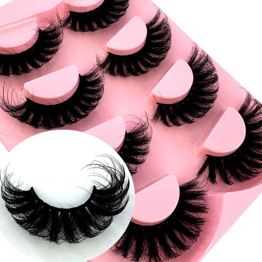 NEW 4 pairs Fake Eyelashes Thick Long False Eyelashes Dramatic Lashes 3D Faux Mink Eyelashes Wholesale Full Strip Lashes Makeup