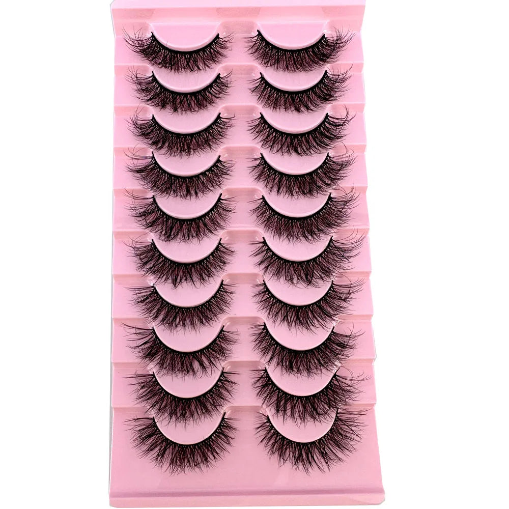 10Pairs 8D Mink Lashes Natural Mink False Eyelashes Dramatic Volume Fake Eyelash Extension Faux Cils Wholesale Makeup Tool