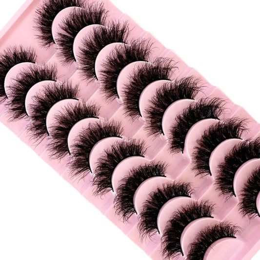 10Pairs 8D Mink Lashes Natural Mink False Eyelashes Dramatic Volume Fake Eyelash Extension Faux Cils Wholesale Makeup Tool