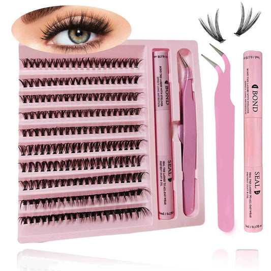 10 Rows Individual Lashes Kit Natural Long DIY Cluster Eyelashes with Lash Bond and Seal Extension Kit Makeup Tools Faux Cils
