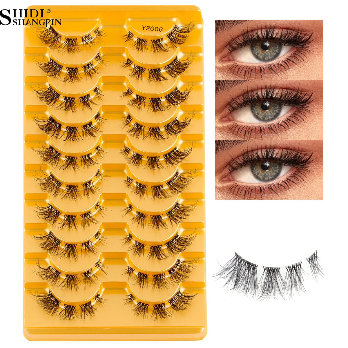 3/10 Pairs Fake Eyelashes Faux Cils 3D Mink Winged Wispy Soft False Lashes Eye End Extension Clear Band Natural Look Eye Makeup