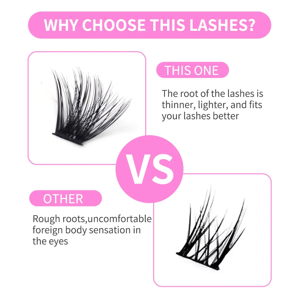 THINKSHOW Lash Clusters Kit Cat Lashes 640 Pcs with Lash Bond & Seal Cluster Eyelash Extensions Eyelash Clusters Kit DIY at Home