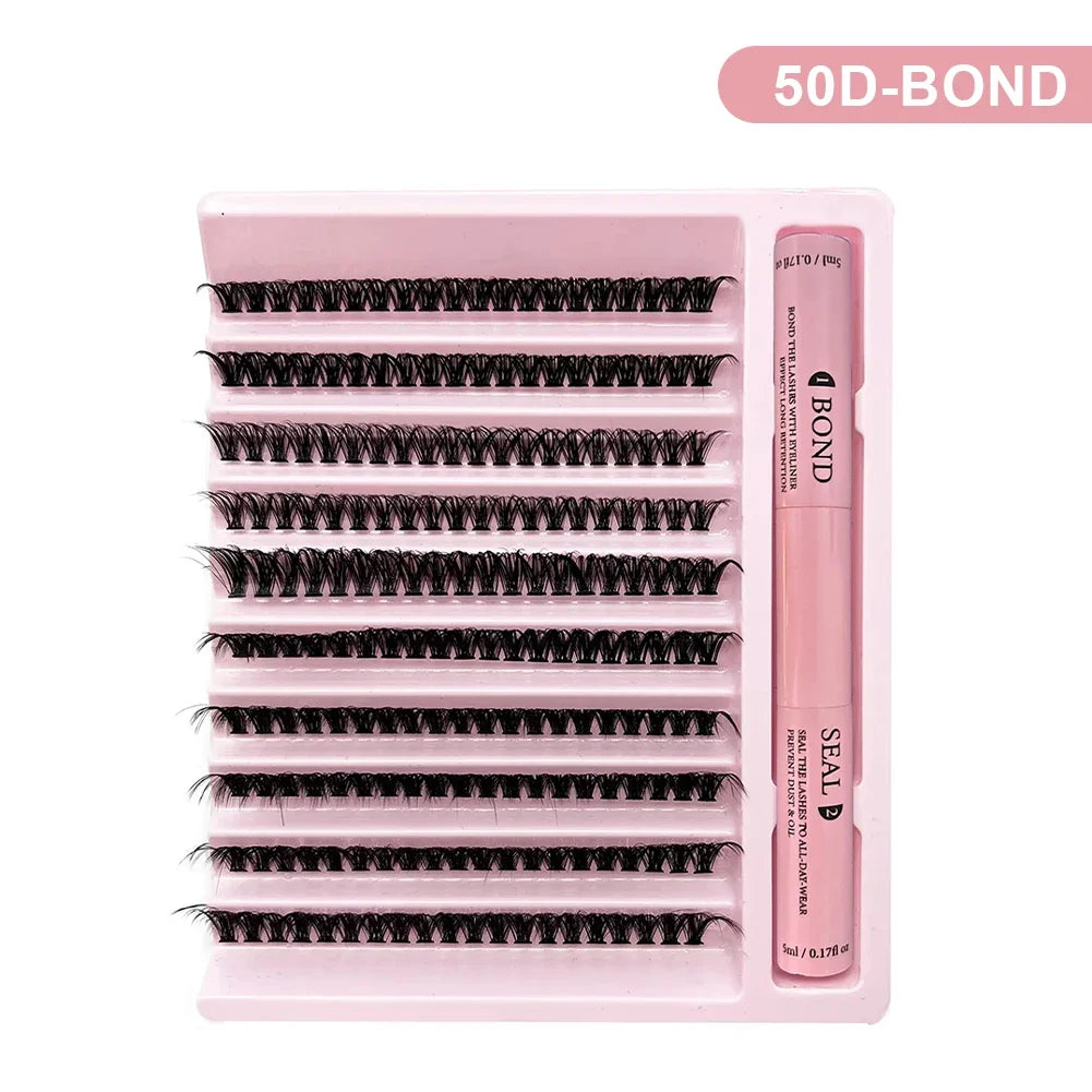 10 Rows Individual Lashes Kit Natural Long DIY Cluster Eyelashes with Lash Bond and Seal Extension Kit Makeup Tools Faux Cils