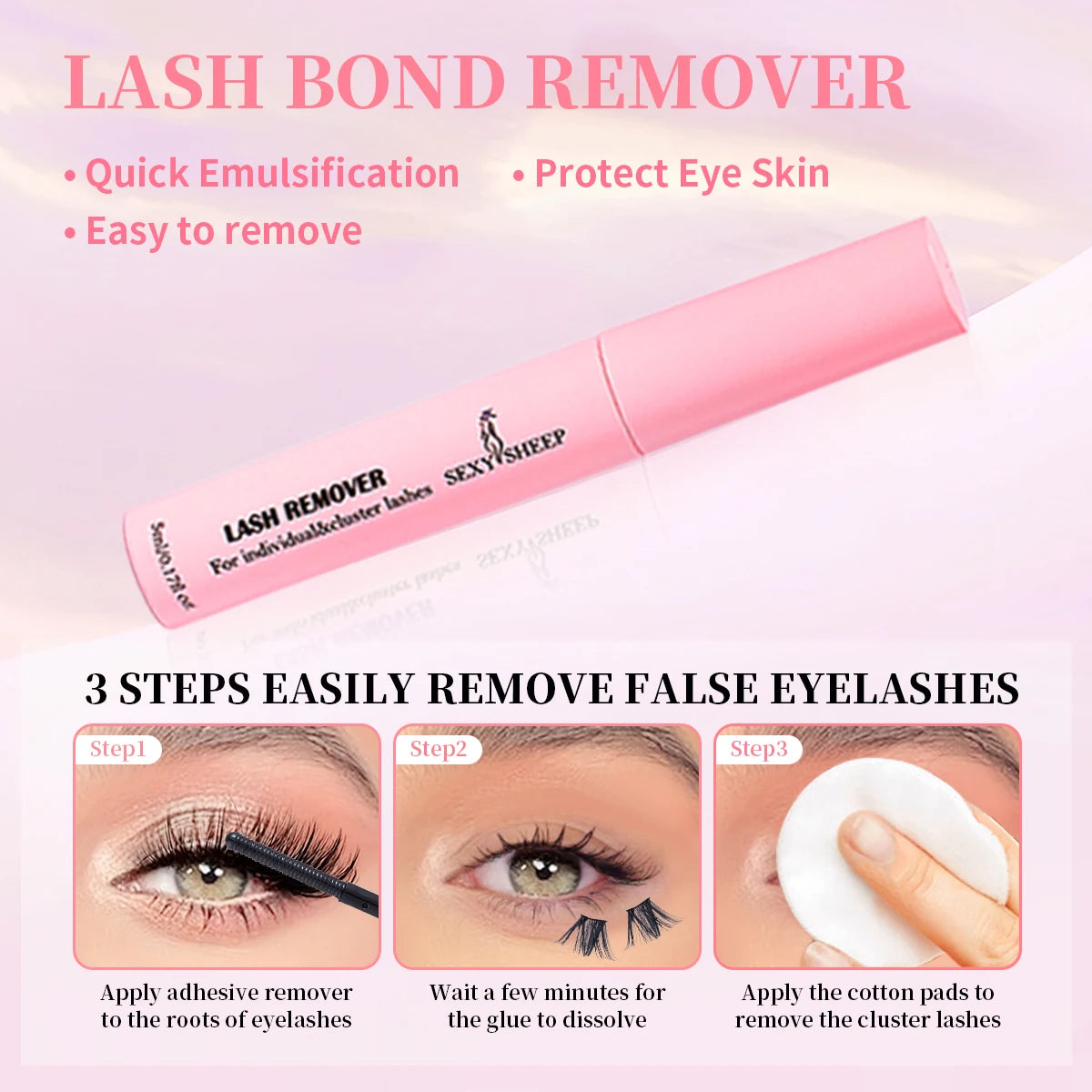 Lash Bond and Seal 10ml Individual Lashes Glue Super Strong Hold and Lash Glue Remover 5ml Eyelash Curler Tweezers Kit