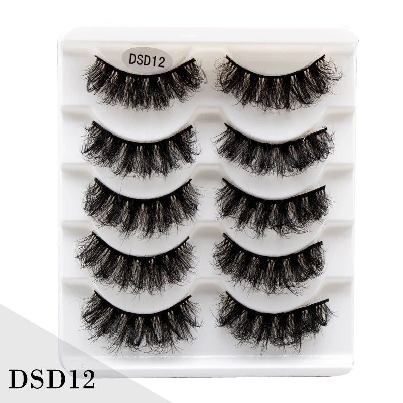 New 5/10Pairs 3D Mink Lashes Natural Mink False Eyelashes Dramatic Volume Fake Eyelash Extension Faux Cils Wholesale Makeup Tool
