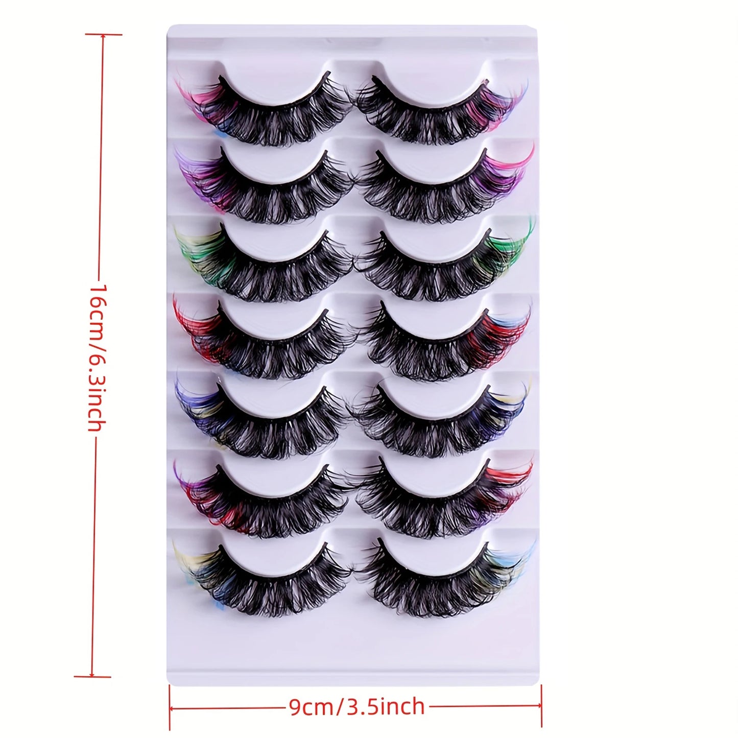 7 pairs of popular color fake eyelashes, thick and curled, simulated D-curve double eyelid eyelashes