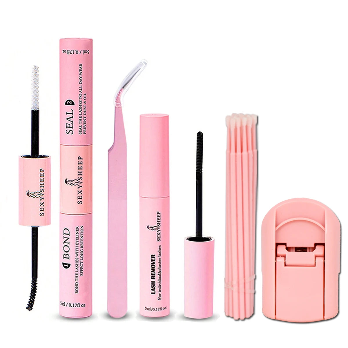 Lash Bond and Seal 10ml Individual Lashes Glue Super Strong Hold and Lash Glue Remover 5ml Eyelash Curler Tweezers Kit