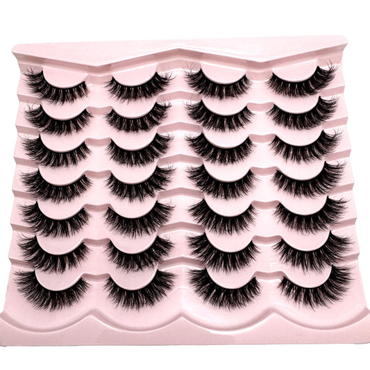 14 Pairs cat eye Natural 3d Mink Lashes Soft False Eyelashes Cross Messy Dense Eye Lashes Extension Makeup Faux Cils Maquillaje