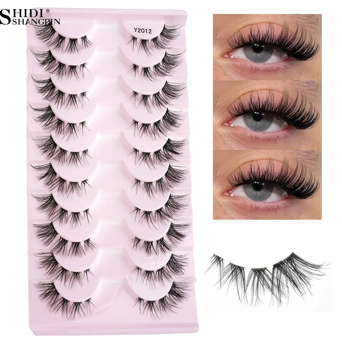 3/10 Pairs Fake Eyelashes Faux Cils 3D Mink Winged Wispy Soft False Lashes Eye End Extension Clear Band Natural Look Eye Makeup