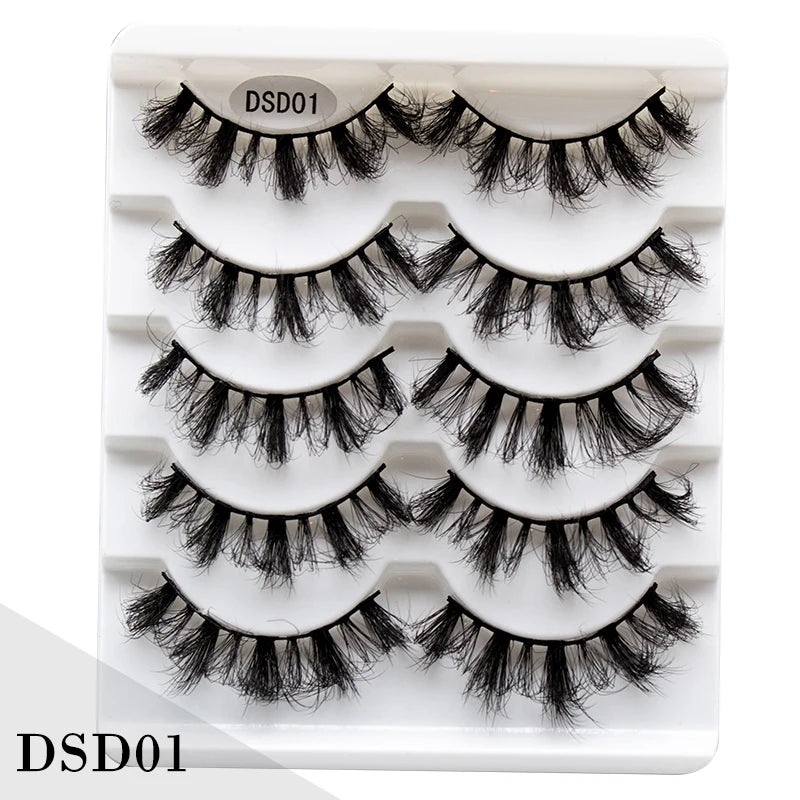 New 5/10Pairs 3D Mink Lashes Natural Mink False Eyelashes Dramatic Volume Fake Eyelash Extension Faux Cils Wholesale Makeup Tool