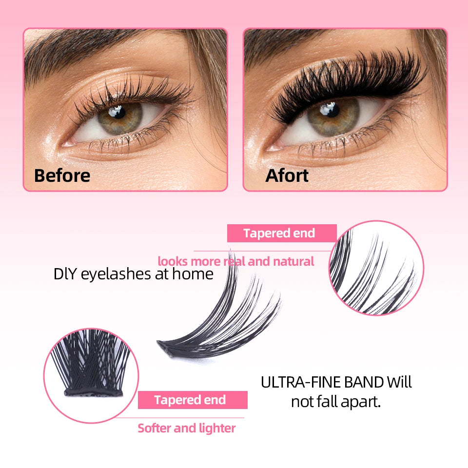THINKSHOW DIY Lash Extension Kit Individual Lashes Cluster Mix Eyelashes Full Set Lashes Kit with Lash Bond and Seal At Home