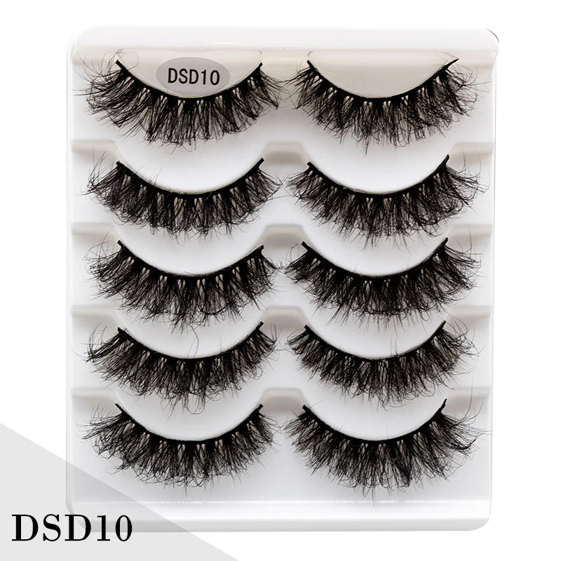 New 5/10Pairs 3D Mink Lashes Natural Mink False Eyelashes Dramatic Volume Fake Eyelash Extension Faux Cils Wholesale Makeup Tool