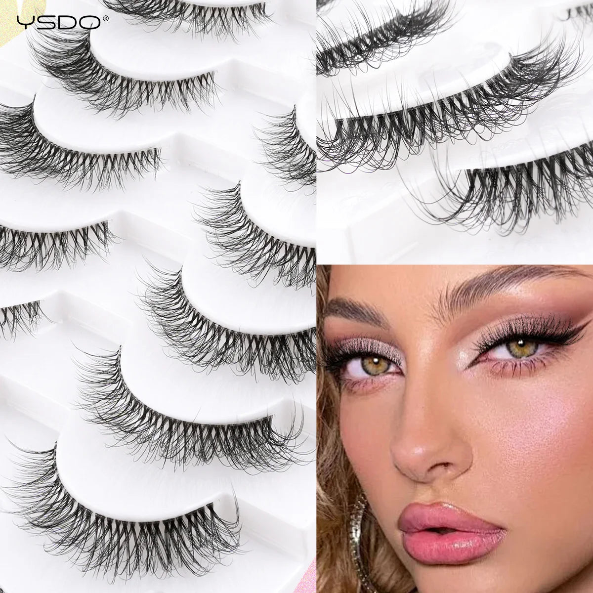 YSDO Manga False Lashes Natural Long Eyelash Extension Flyffy Wispy 3D Mink Full Lashes Natural Makeup faux Cils maquiagem