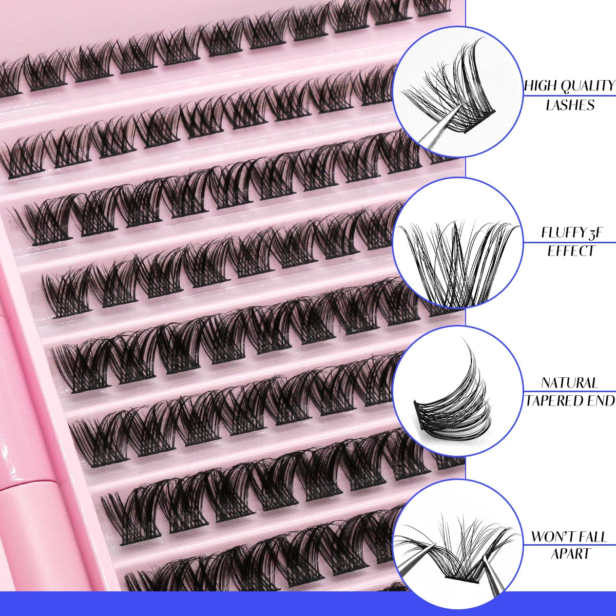 GROINNEYA DIY Eyelash Extension Kit Individual Lashes Cluster Mix Lash Clusters with Lash Bond and Seal and Lash Accessories