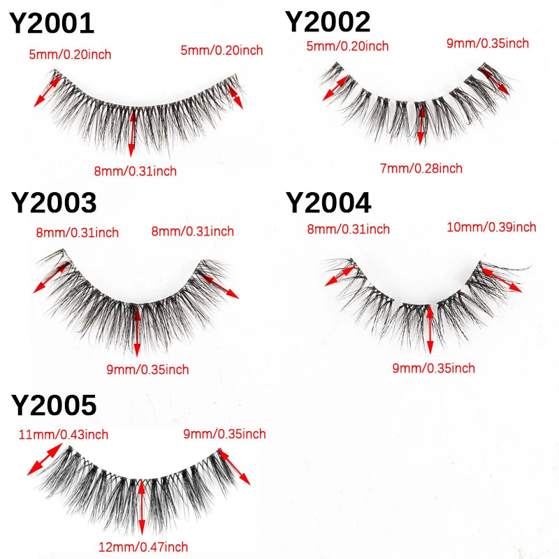 3/10 Pairs Fake Eyelashes Faux Cils 3D Mink Winged Wispy Soft False Lashes Eye End Extension Clear Band Natural Look Eye Makeup