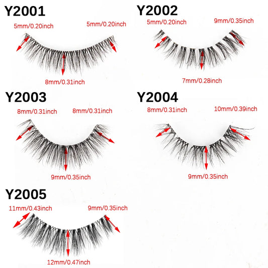 3/10 Pairs Fake Eyelashes Faux Cils 3D Mink Winged Wispy Soft False Lashes Eye End Extension Clear Band Natural Look Eye Makeup
