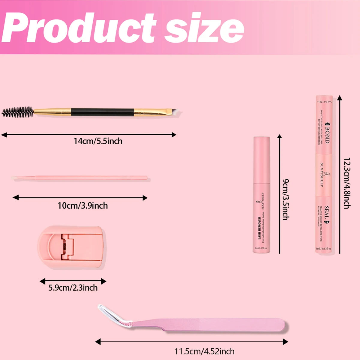 Lash Bond and Seal 10ml Individual Lashes Glue Super Strong Hold and Lash Glue Remover 5ml Eyelash Curler Tweezers Kit
