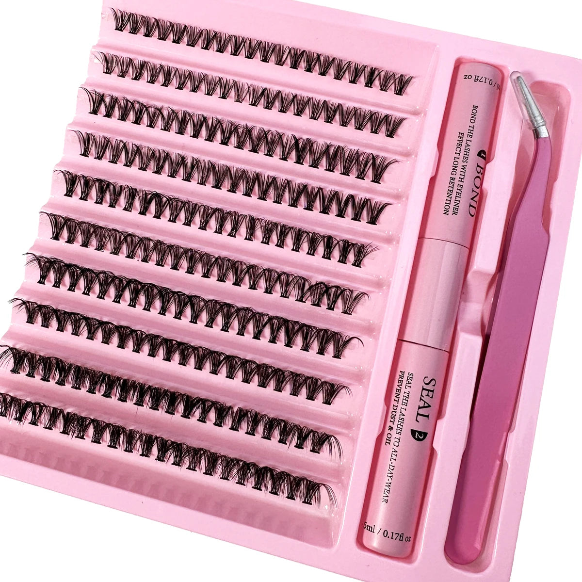 DIY Lashes Extension Kit Lash Bond and Seal Remover Eyelashes 200 PCS Clusters Makeup Tools for Gluing Lashes Gluing Glue