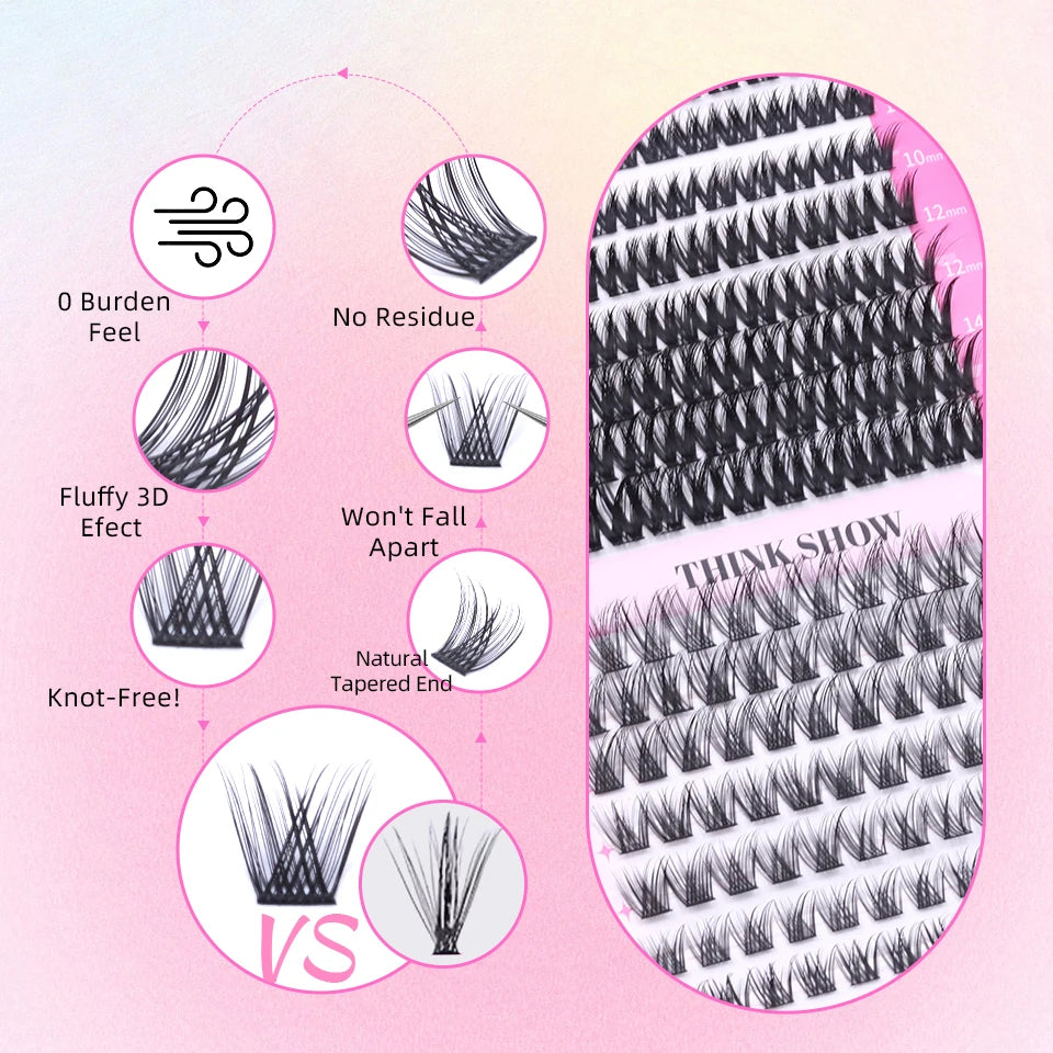 THINKSHOW DIY Lash Extension Kit Individual Lashes Cluster Mix Eyelashes Full Set Lashes Kit with Lash Bond and Seal At Home