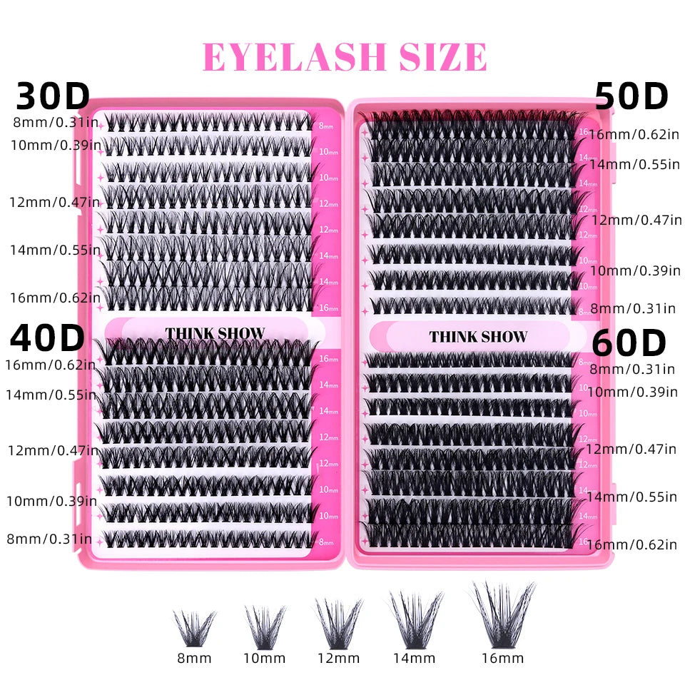 THINKSHOW DIY Lash Extension Kit Individual Lashes Cluster Mix Eyelashes Full Set Lashes Kit with Lash Bond and Seal At Home