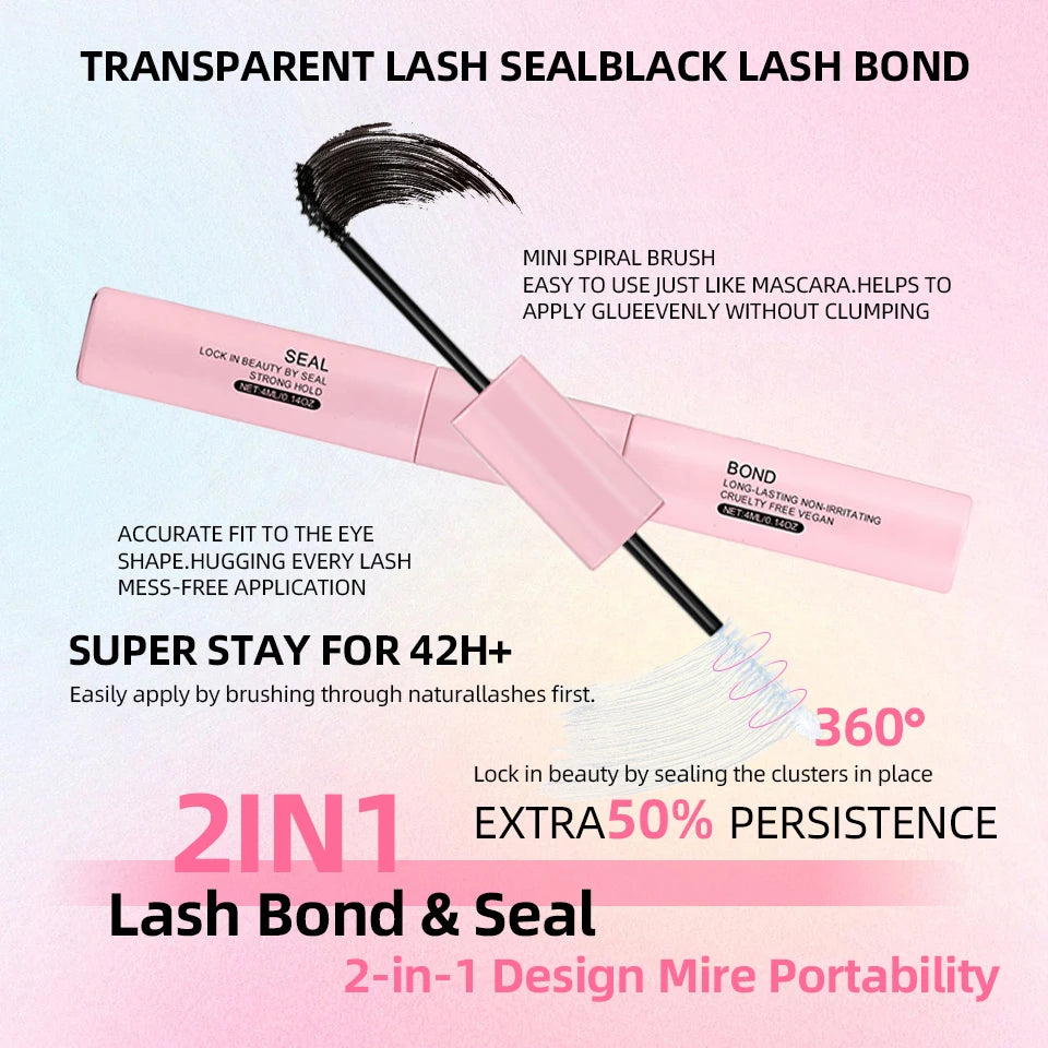 THINKSHOW DIY Lash Extension Kit Individual Lashes Cluster Mix Eyelashes Full Set Lashes Kit with Lash Bond and Seal At Home