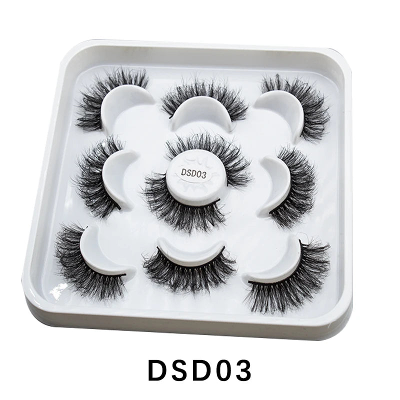 New 5/10Pairs 3D Mink Lashes Natural Mink False Eyelashes Dramatic Volume Fake Eyelash Extension Faux Cils Wholesale Makeup Tool