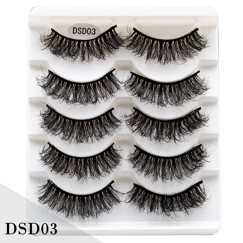 New 5/10Pairs 3D Mink Lashes Natural Mink False Eyelashes Dramatic Volume Fake Eyelash Extension Faux Cils Wholesale Makeup Tool