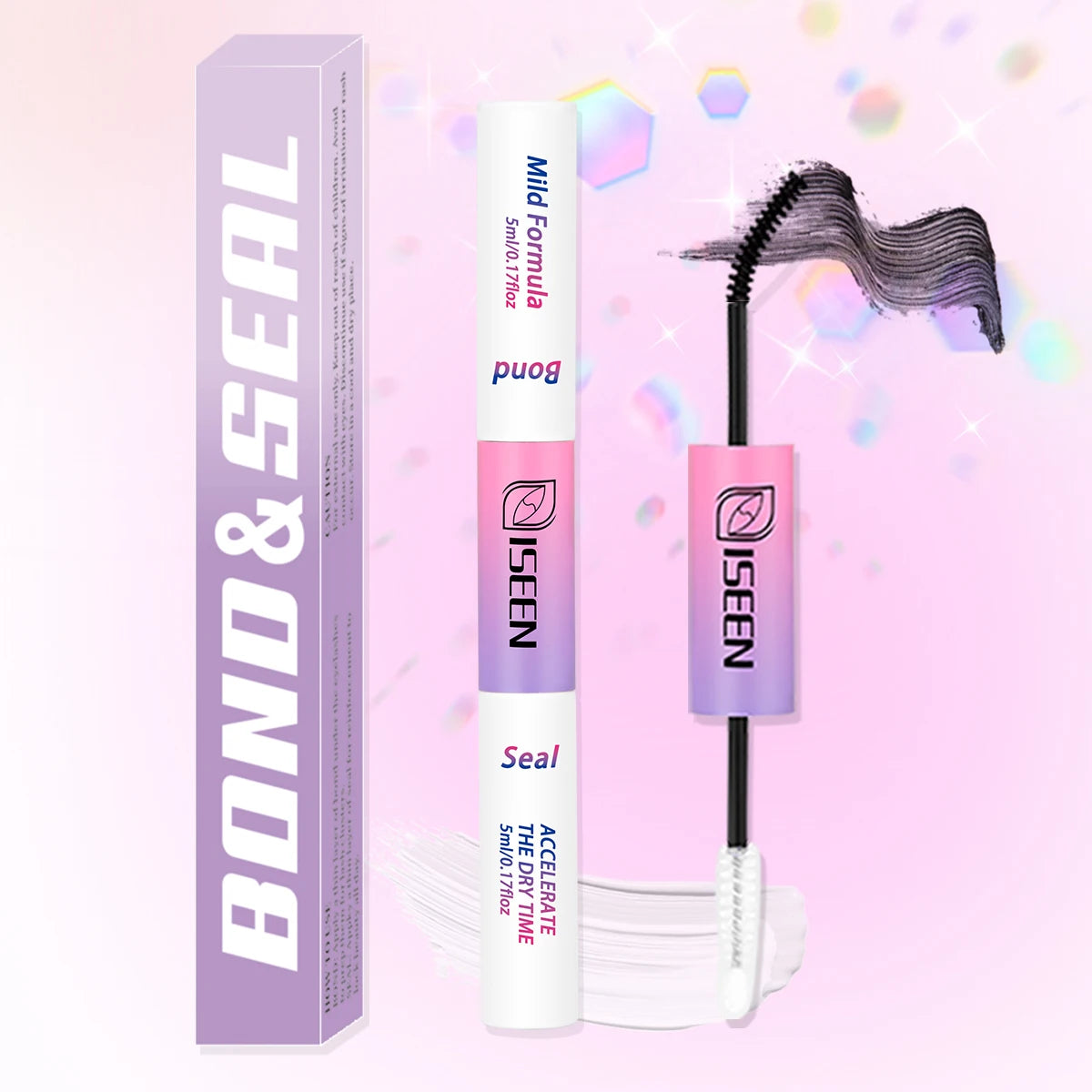 Lash Cluster Glue Lash Bond and Seal Waterproof Bond & Seal Eyelash Glue 10ml for Clusters Eyelash Adhesive Black Long-Lasting