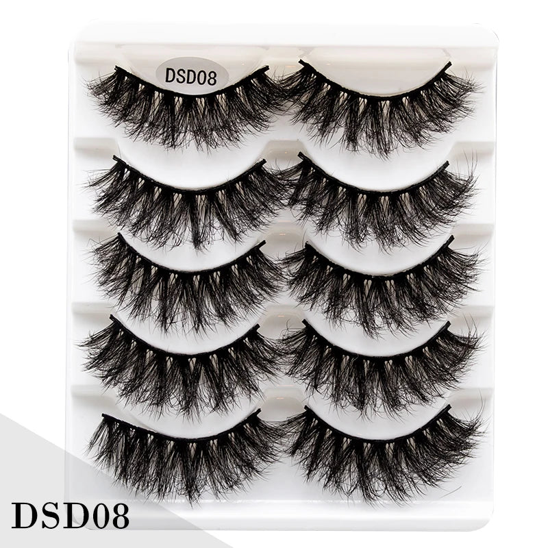New 5/10Pairs 3D Mink Lashes Natural Mink False Eyelashes Dramatic Volume Fake Eyelash Extension Faux Cils Wholesale Makeup Tool
