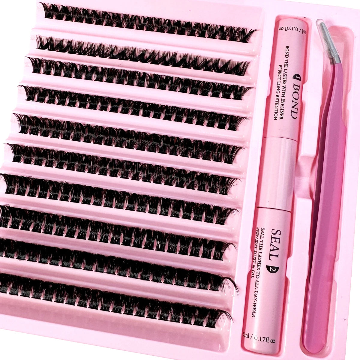 DIY Lashes Extension Kit Lash Bond and Seal Remover Eyelashes 200 PCS Clusters Makeup Tools for Gluing Lashes Gluing Glue