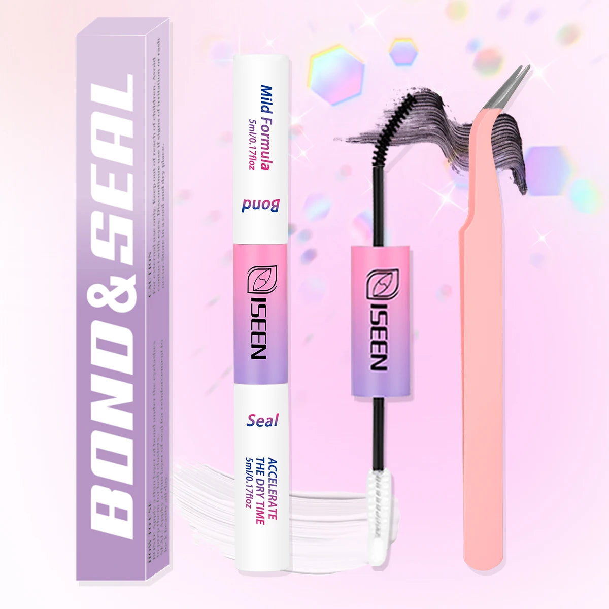 Lash Cluster Glue Lash Bond and Seal Waterproof Bond & Seal Eyelash Glue 10ml for Clusters Eyelash Adhesive Black Long-Lasting