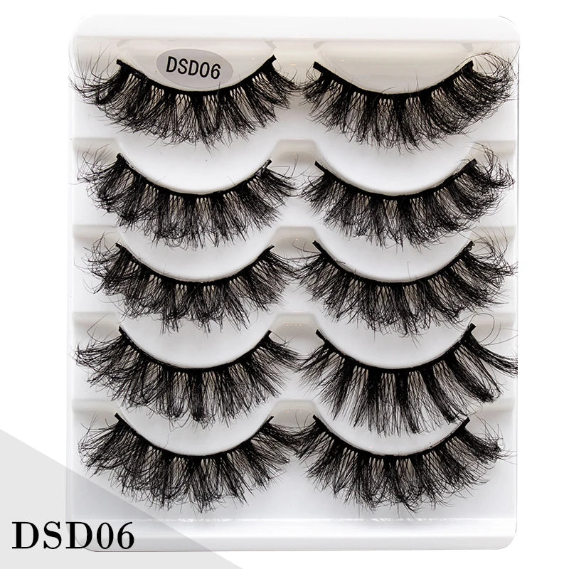 New 5/10Pairs 3D Mink Lashes Natural Mink False Eyelashes Dramatic Volume Fake Eyelash Extension Faux Cils Wholesale Makeup Tool